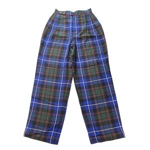 VTG Ralph Lauren Polo Sport Pants Plaid Blue Green Women's Size 26